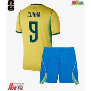 Brasil Matheus Cunha #9 Primera Equipación Niños Mundial 2026 Manga Corta (+ Pantalones cortos)